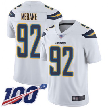 Los Angeles Chargers NFL Football Brandon Mebane White Jersey Men Limited 92 Road 100th Season Vapor Untouchable